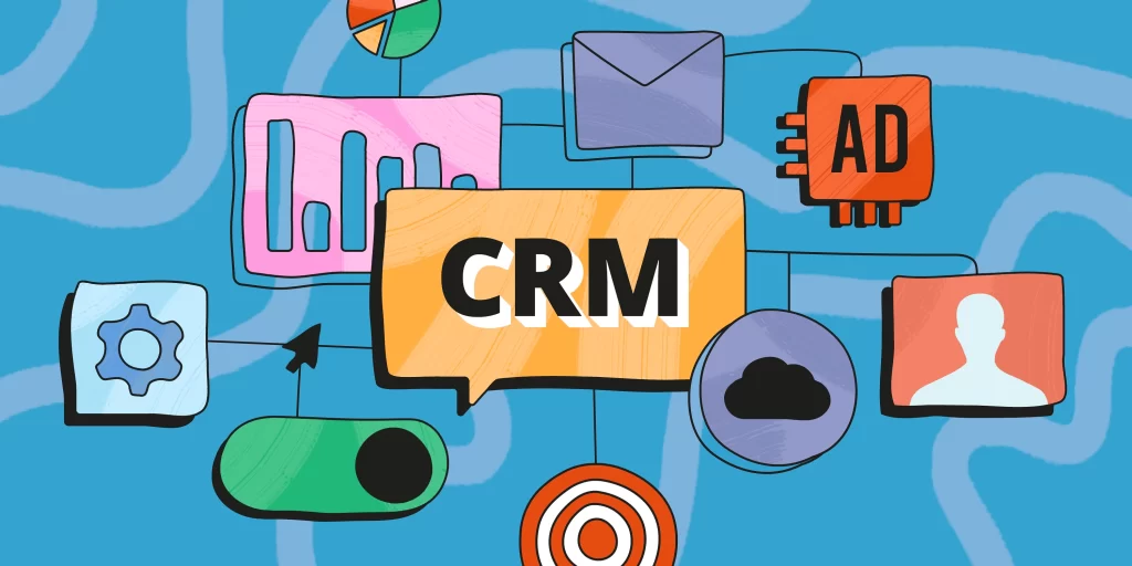 Ilustração de etapas que formam um crm