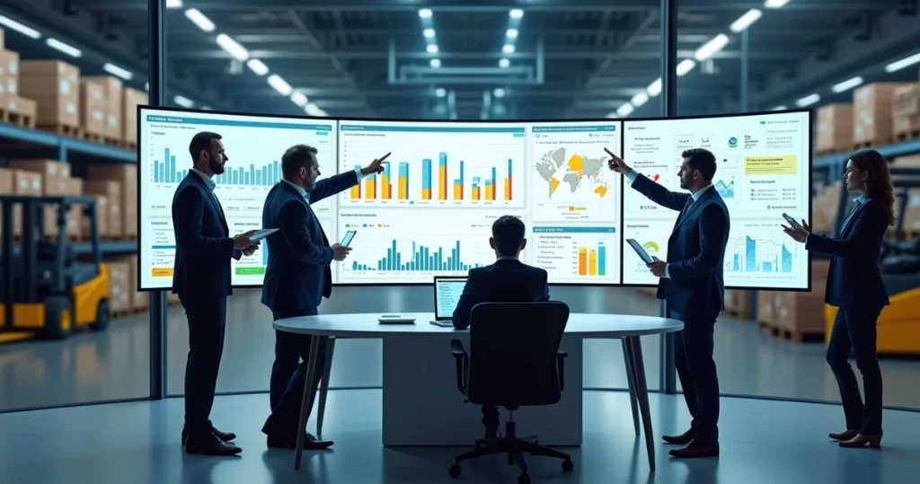 Painel de ERP com controle de suprimentos em empresa B2B