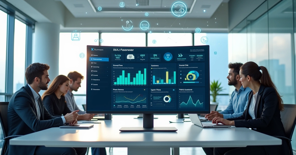 Gestão operacional integrada em empresa B2B com dashboards e equipes conectadas