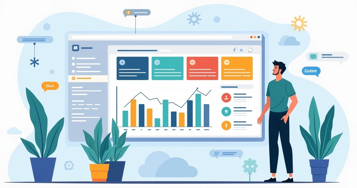 Gestor analisando painel de CRM com funil de vendas e integração com ERP em tela grande