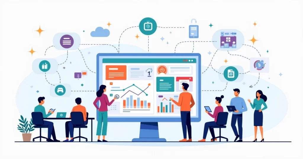 Dashboard de sistema de vendas CRM integrando equipe comercial e financeiro