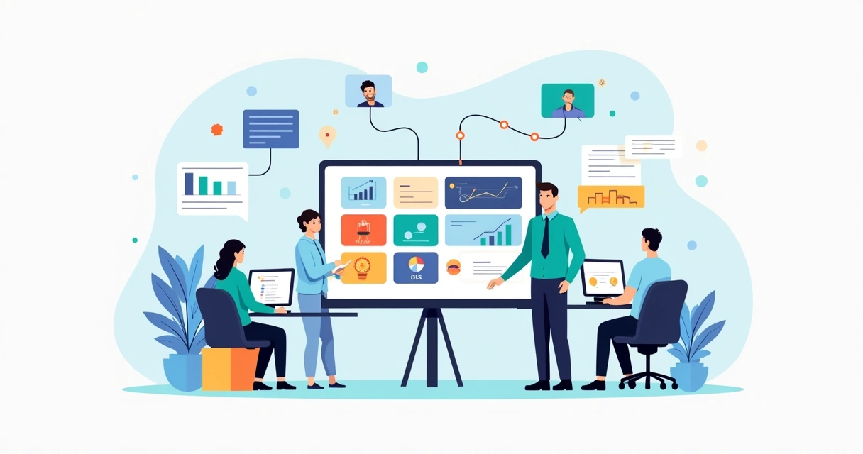 Gestor analisando painel de ERP integrado em empresa de médio porte