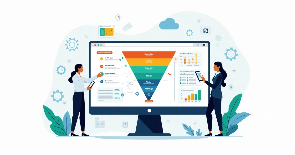 Gestão de leads e oportunidades em funil de vendas B2B em painel de CRM