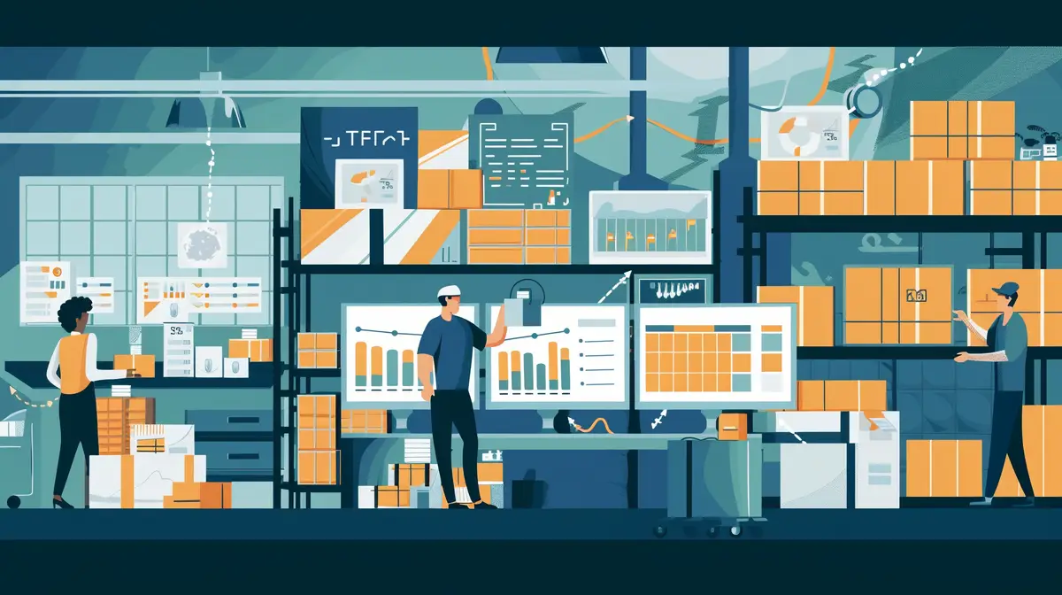 Variety of people multitasking in a 3d cartoon scene