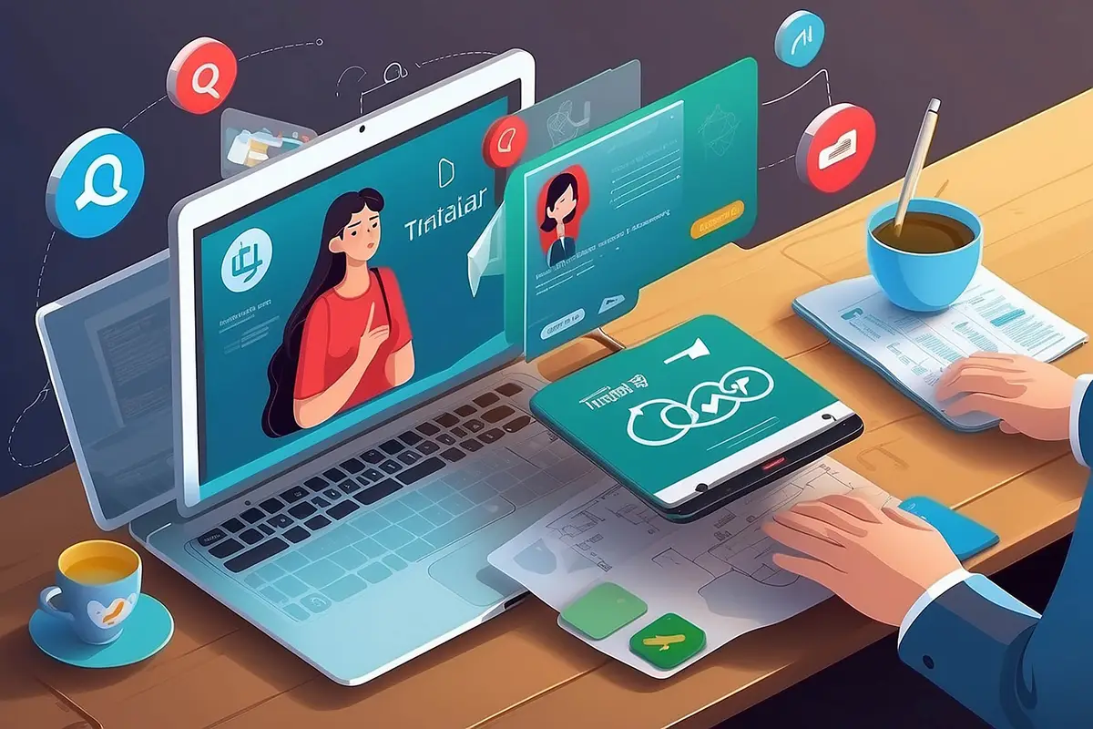 Online translator concept illustration