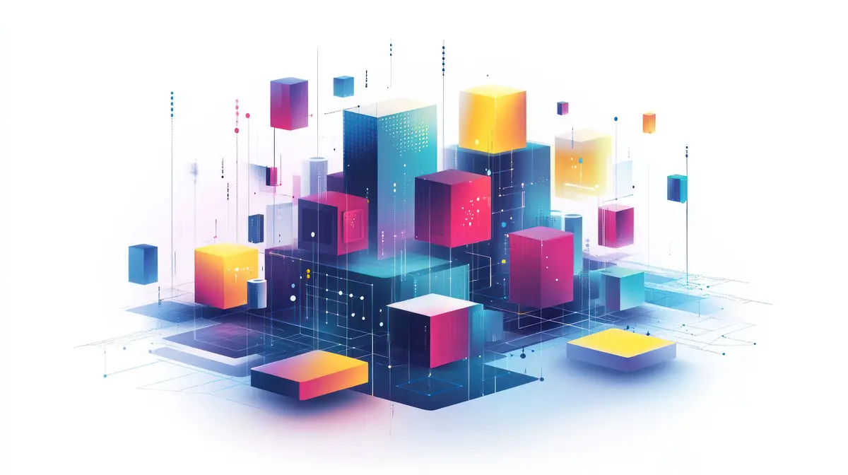 Abstract colorful 3D cubes digital art technology graphic design