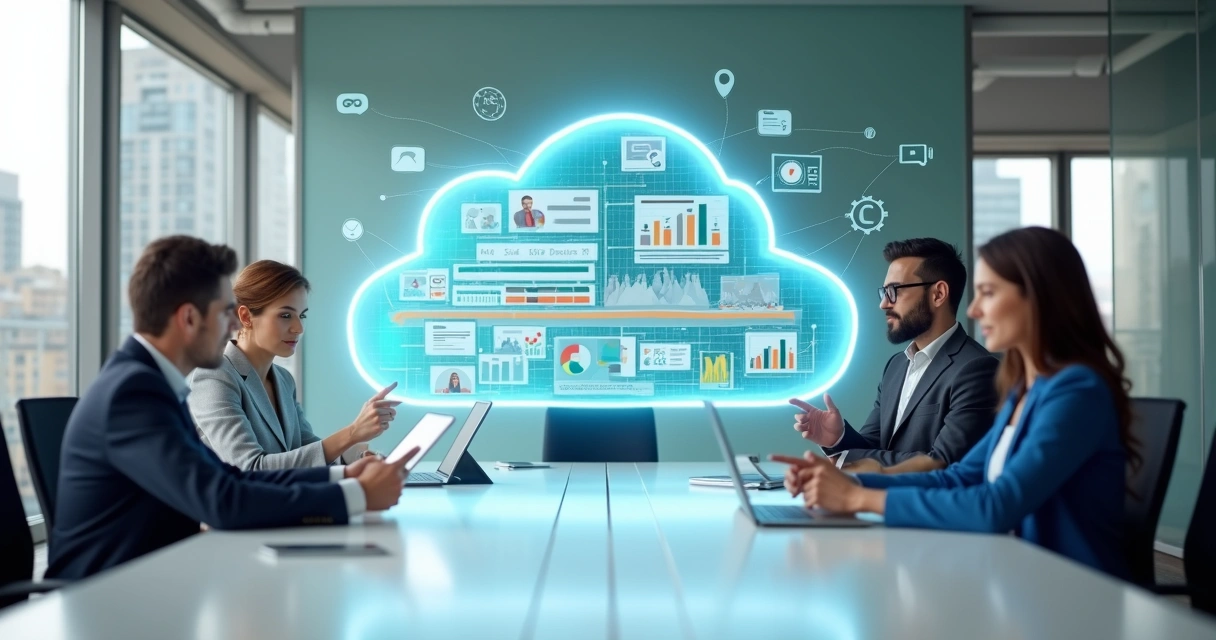 Dashboard de CRM em nuvem exibindo funil de vendas B2B e time comercial conectado