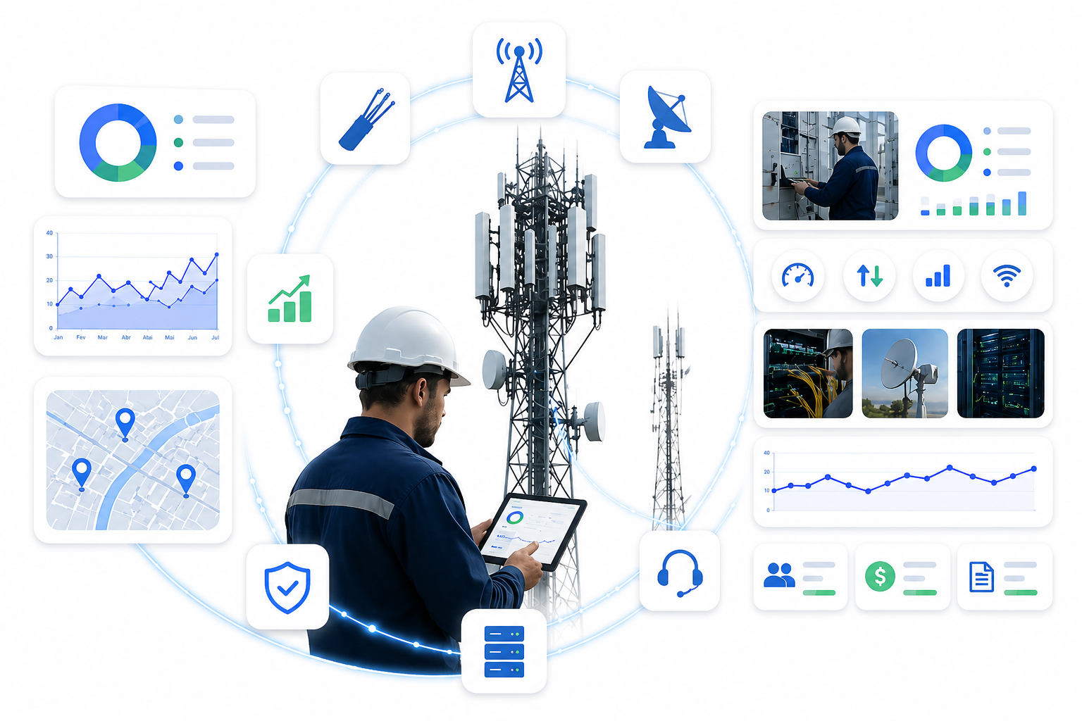 Dashboard Big Boss Cloud para telecom e provedores