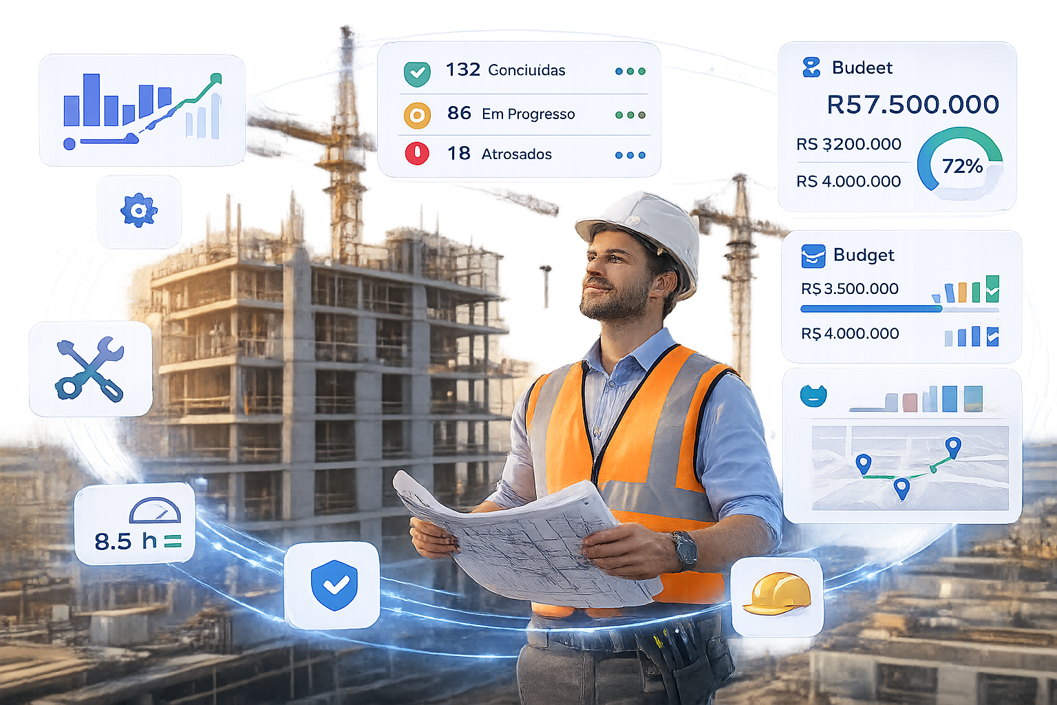 Dashboard Big Boss Cloud para projetos e engenharia