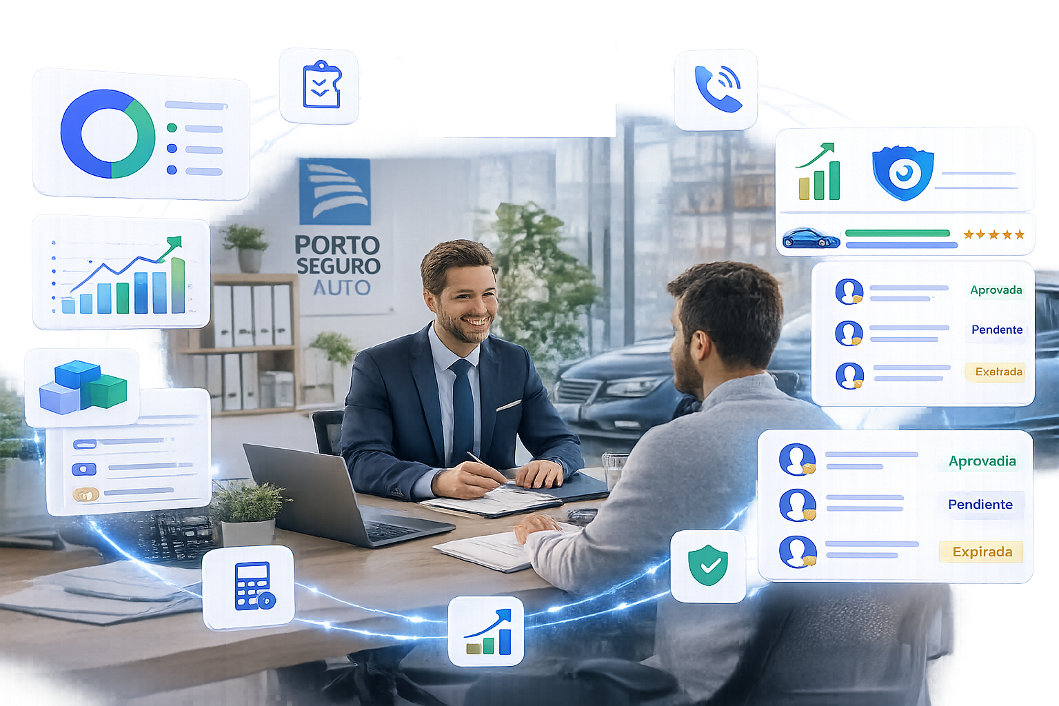 Dashboard Big Boss Cloud para seguros e consórcios